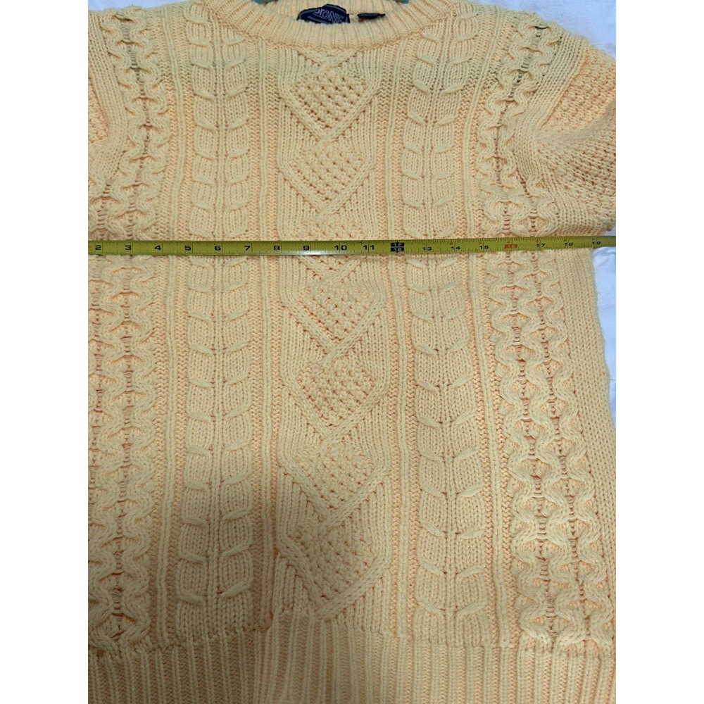 VTG  Astor One Cable Knit Sweater Women's M Oversized Yellow Pullover Fair Isle - Picture 7 of 11